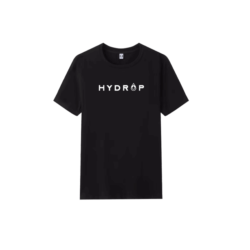 Camiseta de color negro 100% algodón marca Hydrop, en manga corta y casual